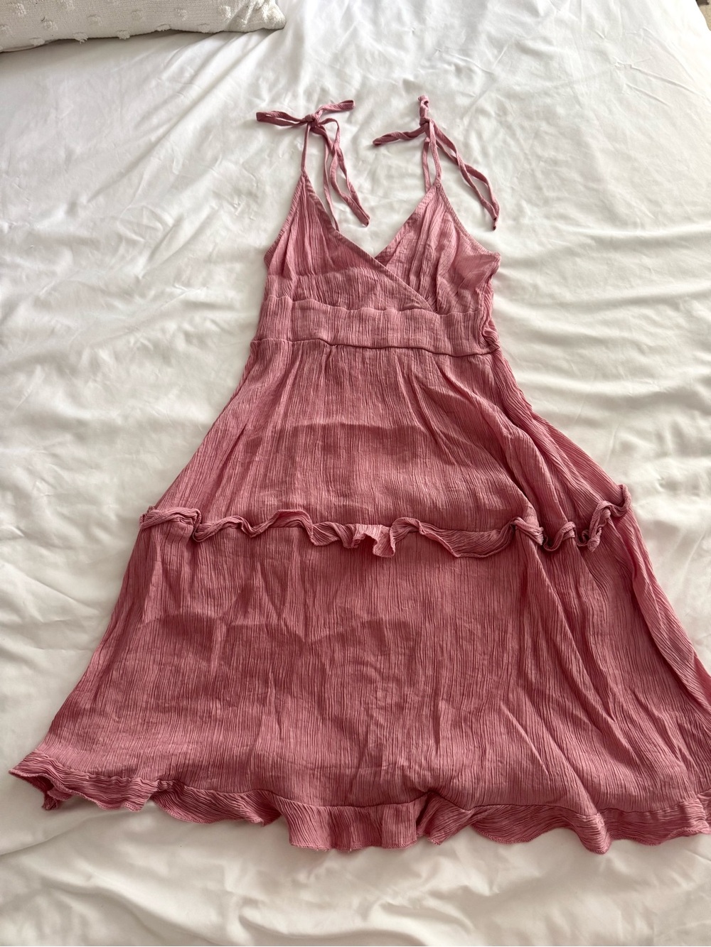 Sleeveless Tie-Shoulder Pink Sundress